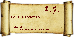 Paki Fiametta névjegykártya